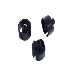 Precision injection plastic automotive lamp component, black plastic mounting sleeve for headlight bracket assembly